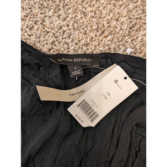 Banana Republic NEW Wrap Dress Black Size 4 Petite Short Sleeve Belt - Picture 4 of 7